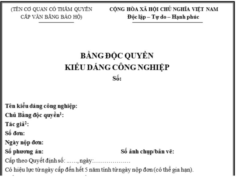 Bằng độc quyền kiểu dáng công nghiệp 3