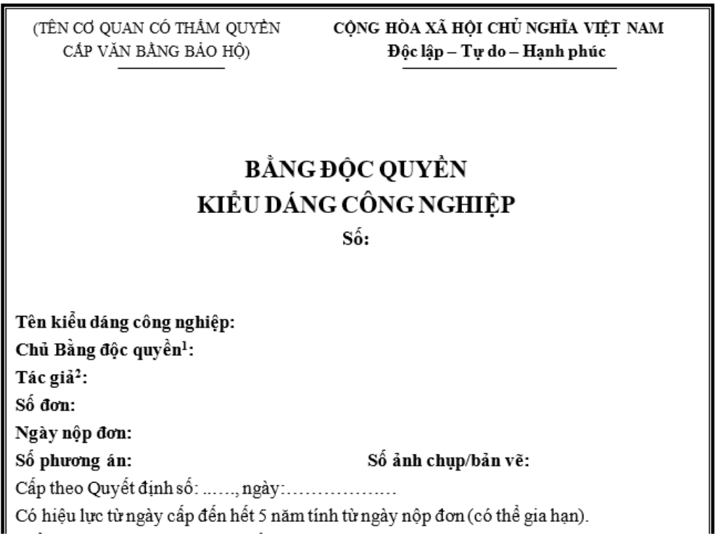 Bằng độc quyền kiểu dáng công nghiệp